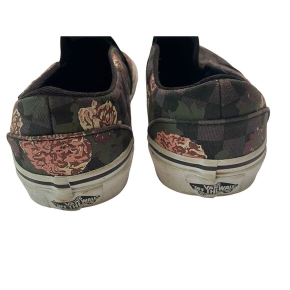 Vans Slip On Checkerboard Floral Print Black Canvas Sneakers Size 7 Grunge Punk - Picture 5 of 9